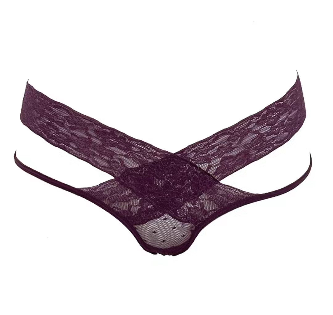 Lace Cross Thong
