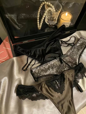 Elegant satin Lace Thong