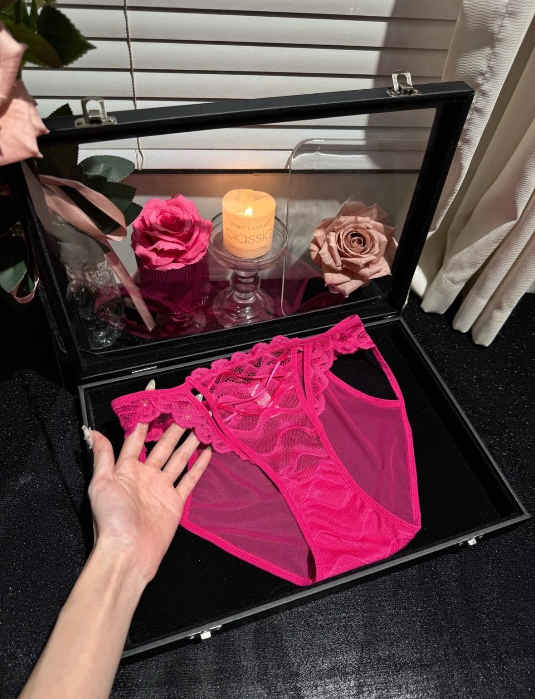 Pink Satin Lace Thong – Romantic Sheer