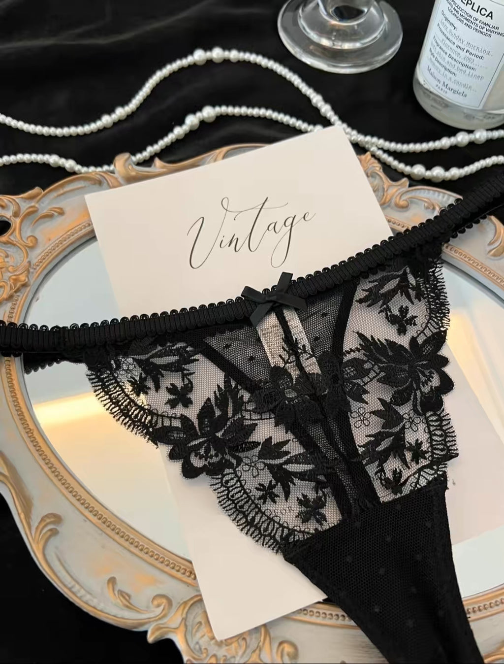 Black Lace Thong – Sexy Sheer Floral Mesh Panties