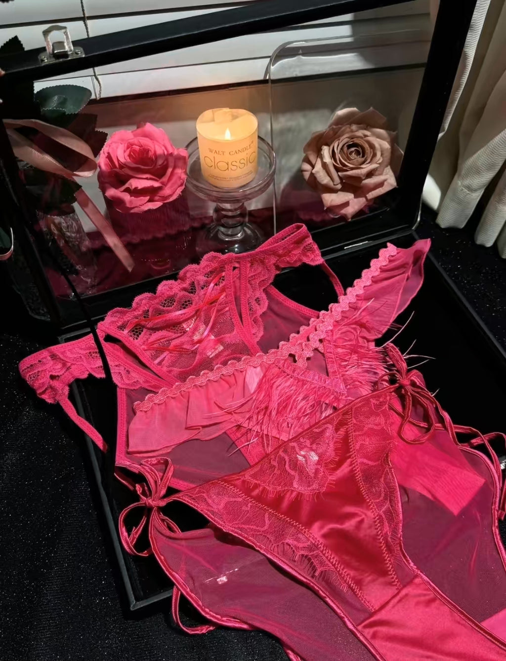 Pink Satin Lace Thong – Romantic Sheer