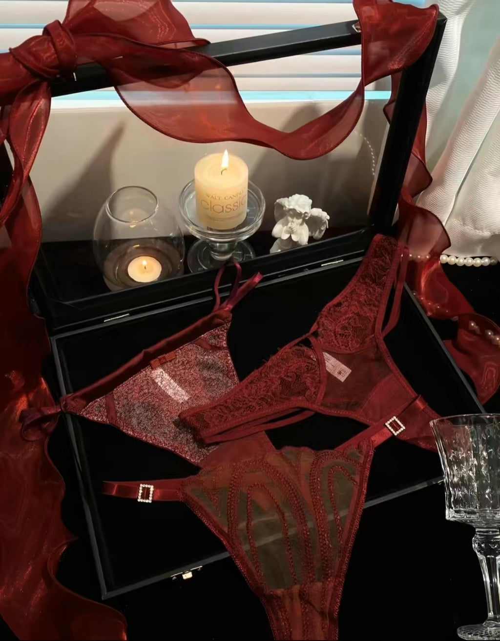 Wine Red Lace Thong – Elegant See