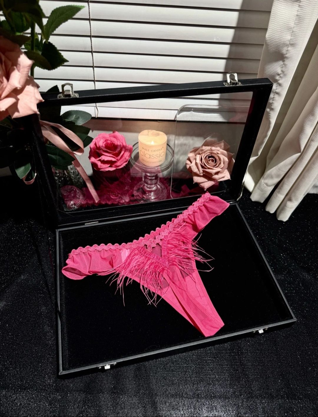 Pink Satin Lace Thong – Romantic Sheer