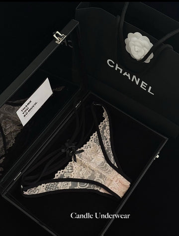 Noir Lace Contrast Thong