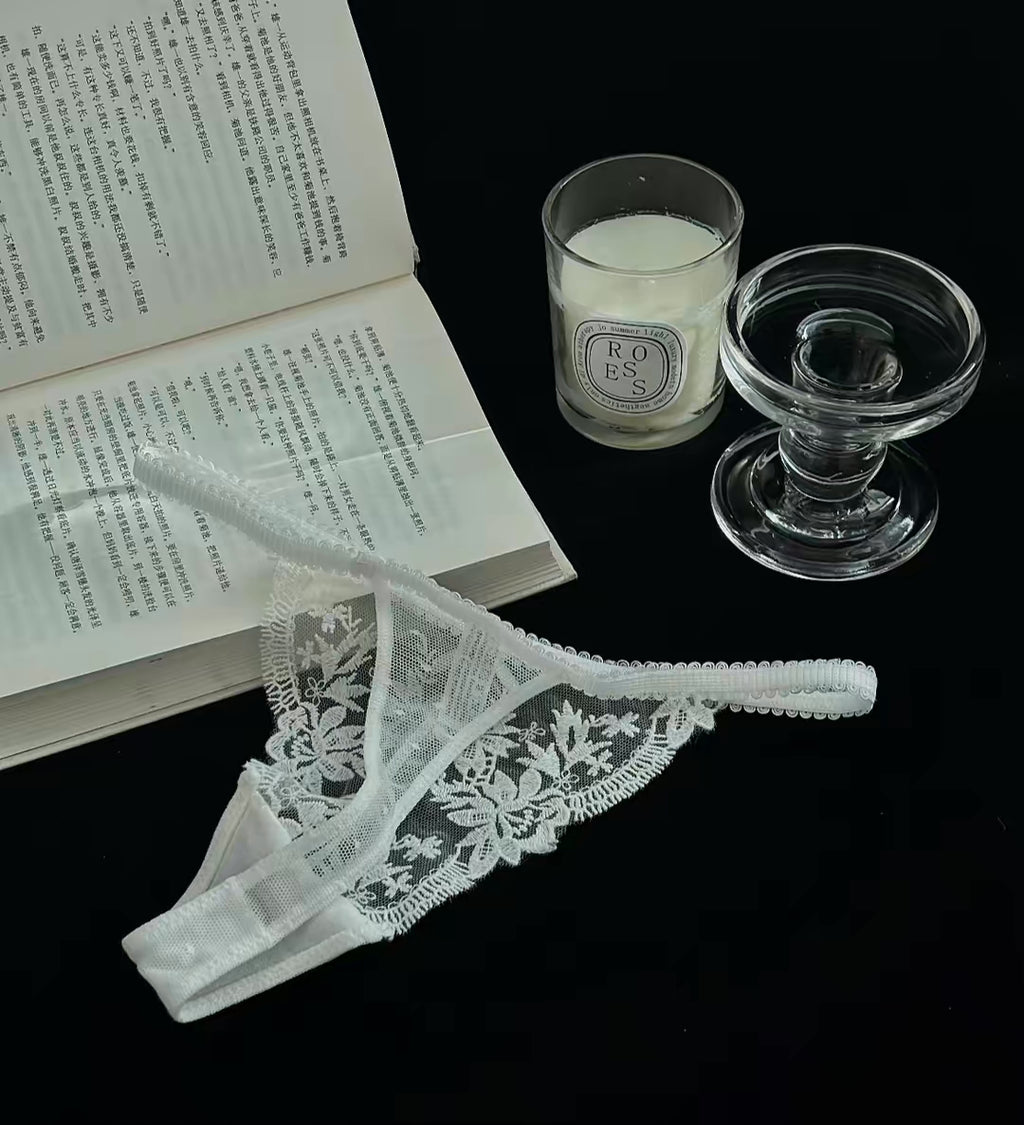 White Candle Lace Thong