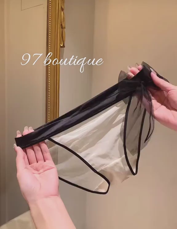 Black Sheer Bow Panties