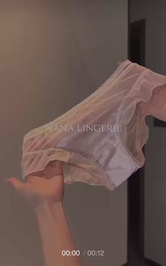 Silky Pink Ruffle Panties – Soft Satin Underwear for Women